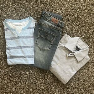 Set of 3 Men’s Bundle, RSQ Skinny Jeans, Size Small (28) Calvin Klein Tee, Shirt